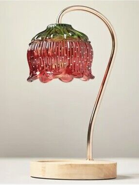 Strawberry 🍓 Candle Warmer Light Lamp with Strawberry Glass Shade NEW
